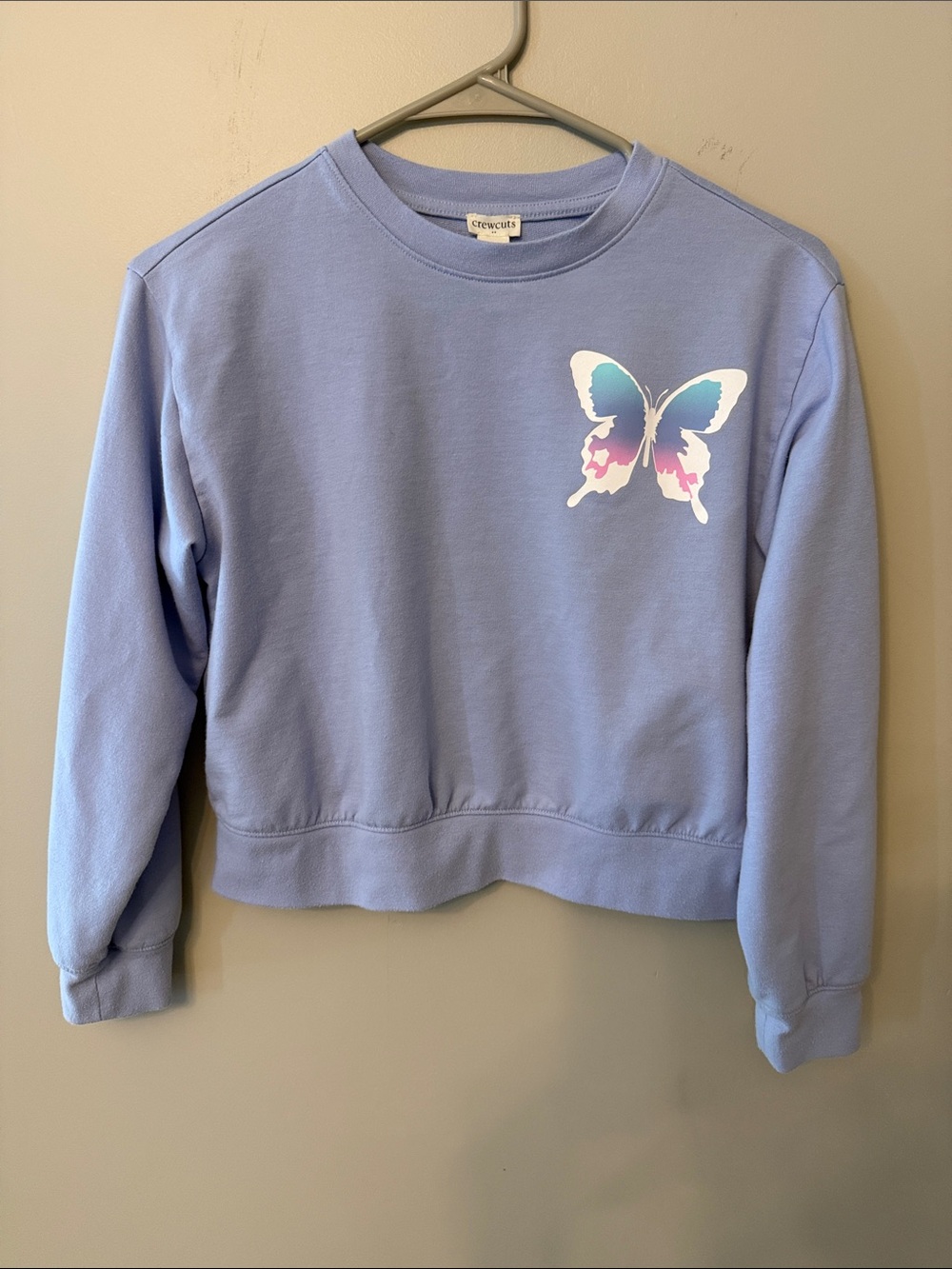 Crewcuts Lavender Crewneck with Pastel Butterfly, Size 10-11